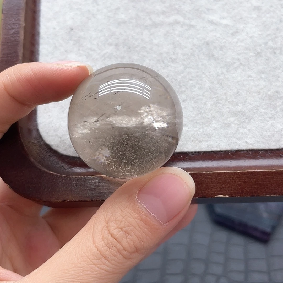 水晶未镶嵌珠宝半成品92茶晶球卡3.4mm