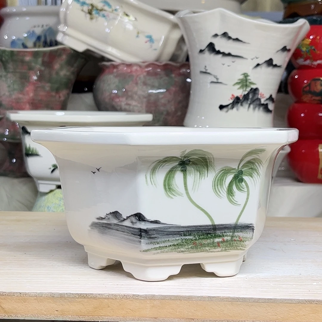 陶瓷绿植多肉微瑕花盆外口径：15*9.5