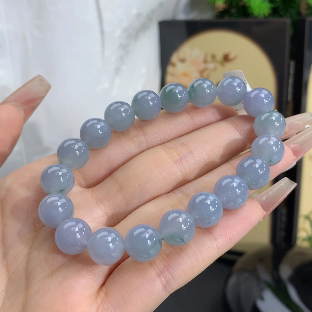 翡翠手链未镶嵌卡10冰润胶蓝紫飘花