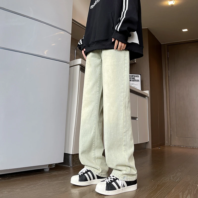 春秋季新款潮流百搭宽松舒适直筒阔腿牛仔裤