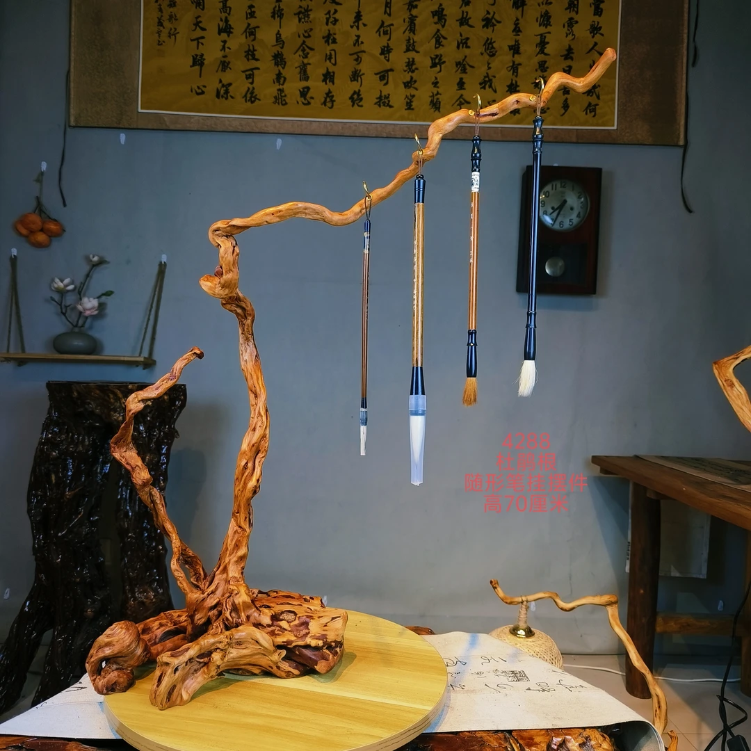 随形禅意杜鹃根原木一体根雕手工笔挂摆件4288