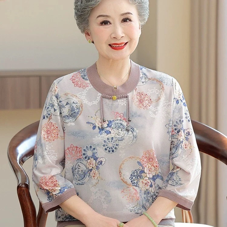 【051-100】老太太妈妈装上衣衬衣洋气中老年女装奶奶夏天衬衫