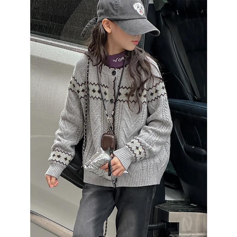 K27524孙小美女童毛衣针织衫秋冬装2025新款儿童外套开衫上衣