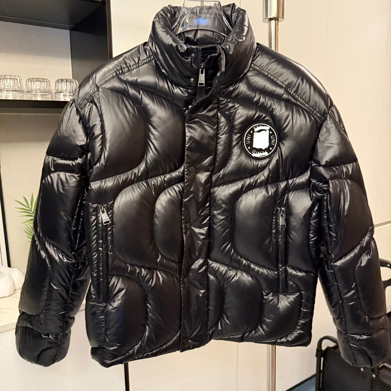 2025新款立领厚款字母小香风羽绒服短款冬季男款百搭外套