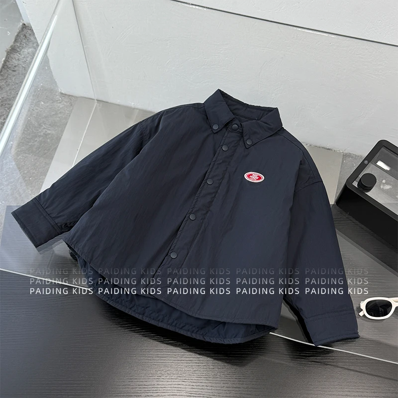 【现货】冬装儿童韩版时尚经典复古撞色小标帅气休闲保暖棉服SJ6349