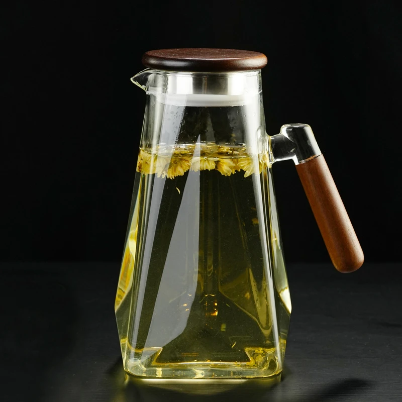 璃韵钻石凉水壶/透明款家用大容量耐热高硼硅玻璃装凉白开水壶泡