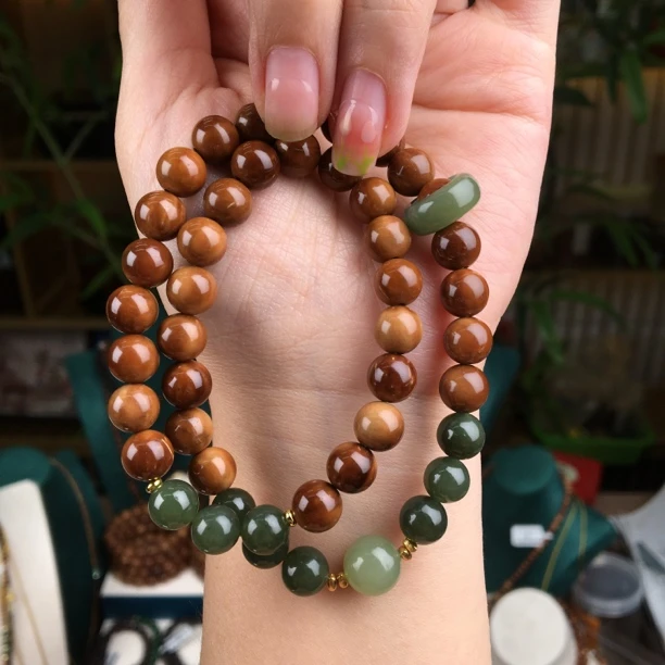 【精选库克手串8mm双圈】原创天然文玩女串珠禾田跑环送盘玩袋