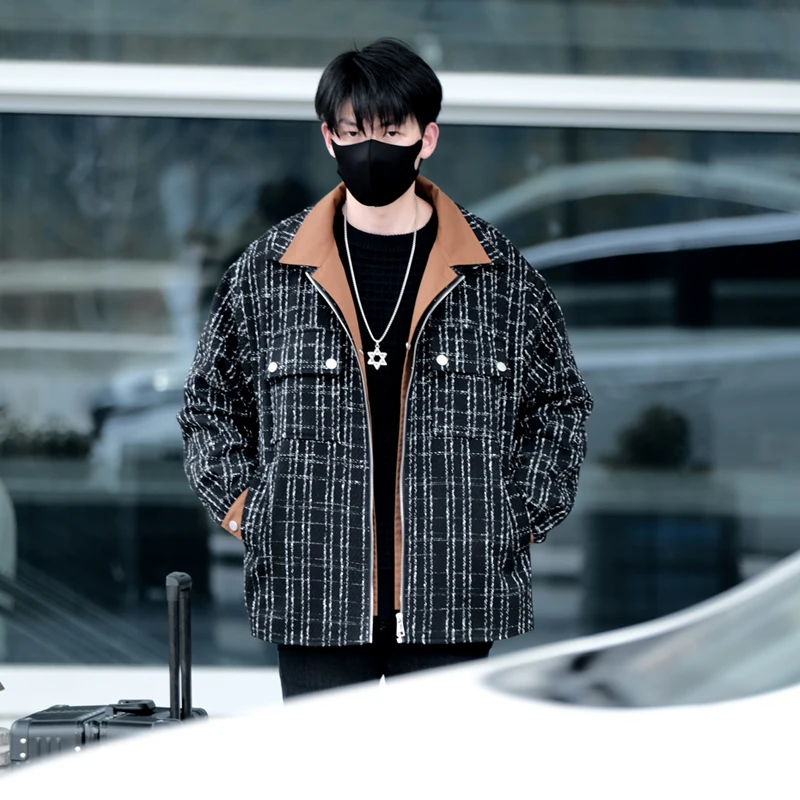 外套香风男士新款春秋季高级潮牌上衣男装工装潮流痞帅夹克外套男