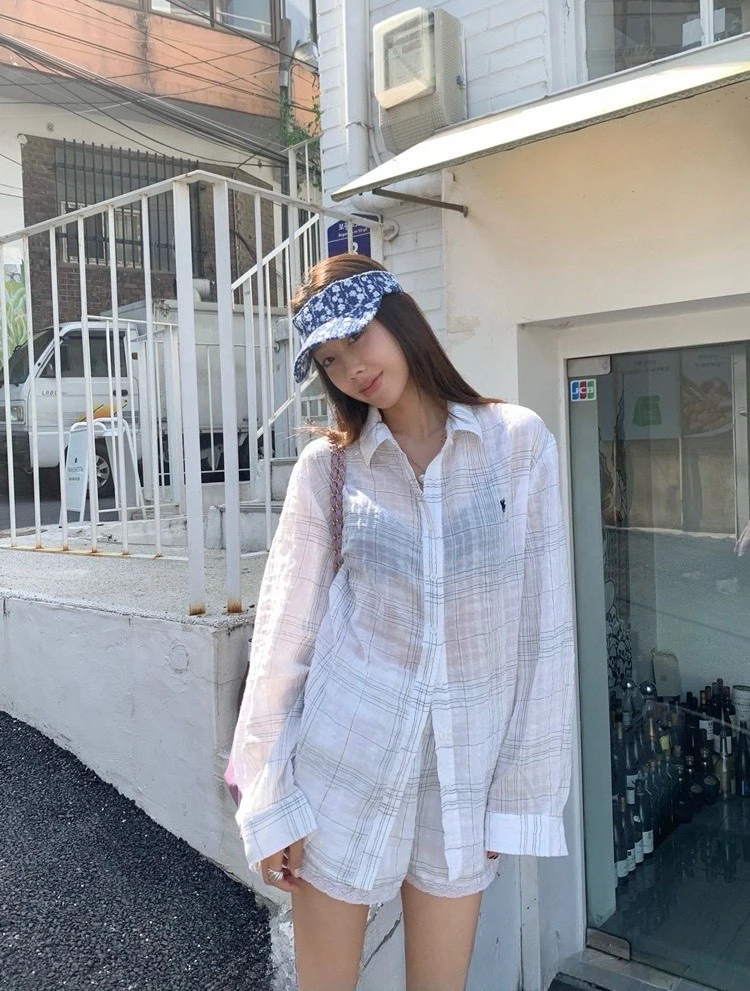 正确版-25Ss小马刺绣皱褶肌理感防晒套装慵懒显瘦衬衫➕裤子