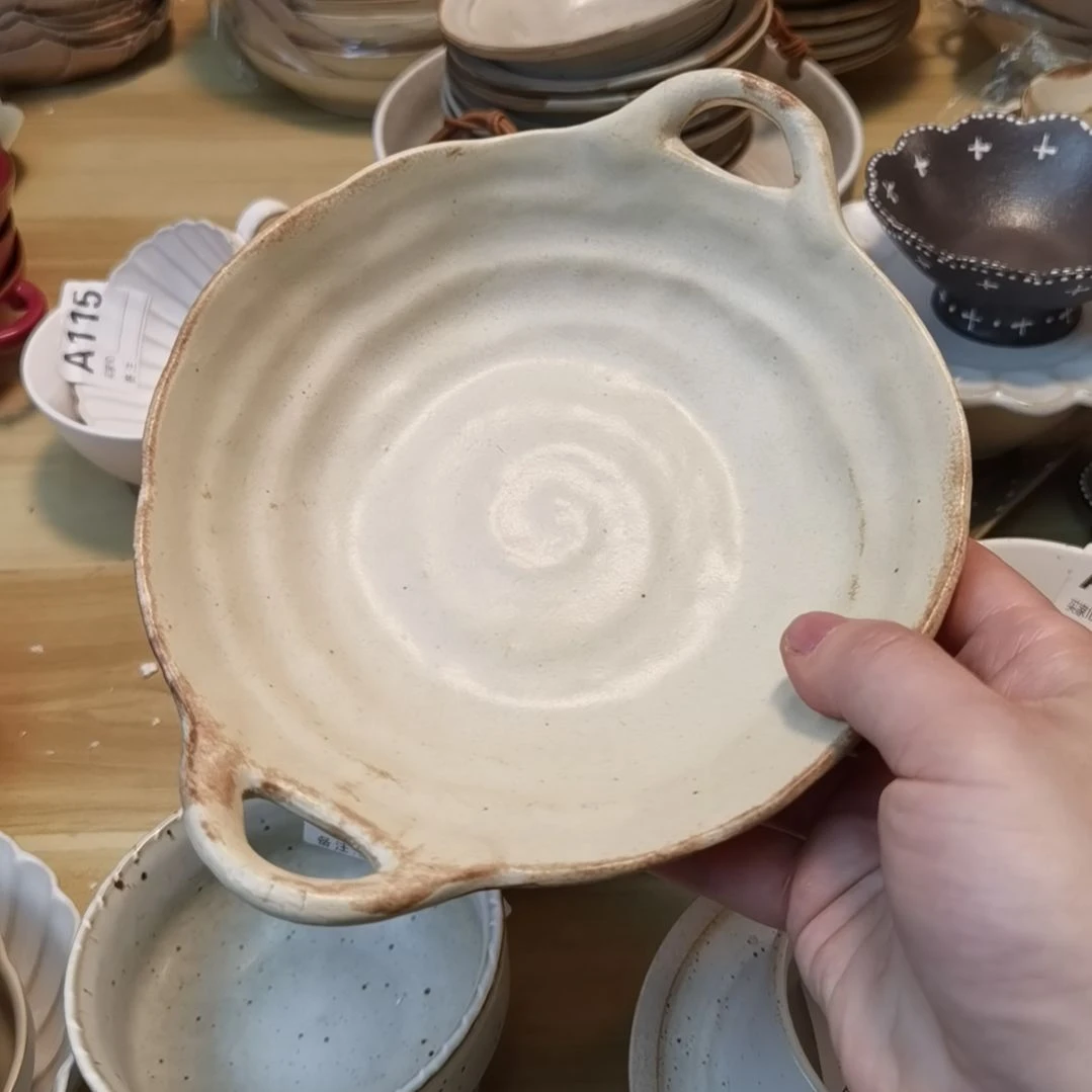 瓷片微瑕粗陶双耳两个一组