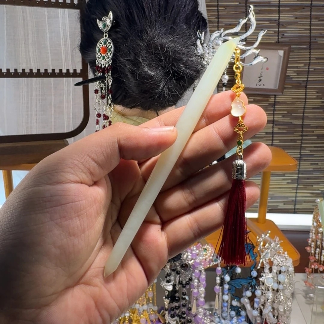 蛇纹石玉合金发饰