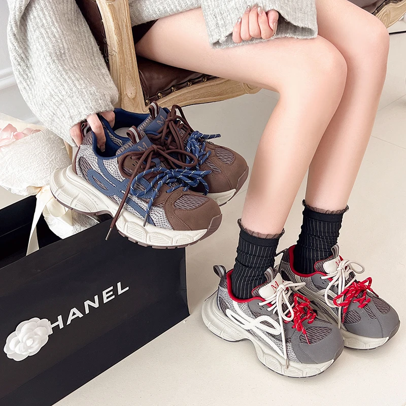 【芙俪兰】秋季新款复古百搭双鞋带厚底老爹鞋休闲运动鞋FLL0909