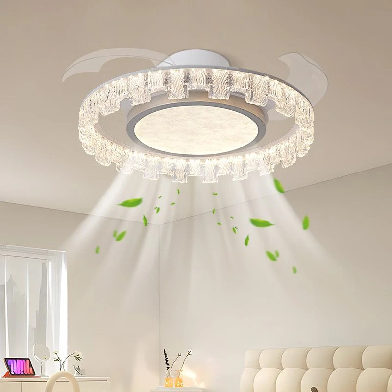 隐形风扇灯家用新款极简卧室书房节能吸顶灯圆形简约一体电扇灯