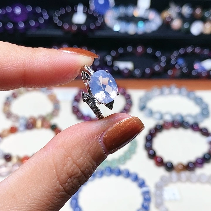 银S925镶嵌戒指水晶