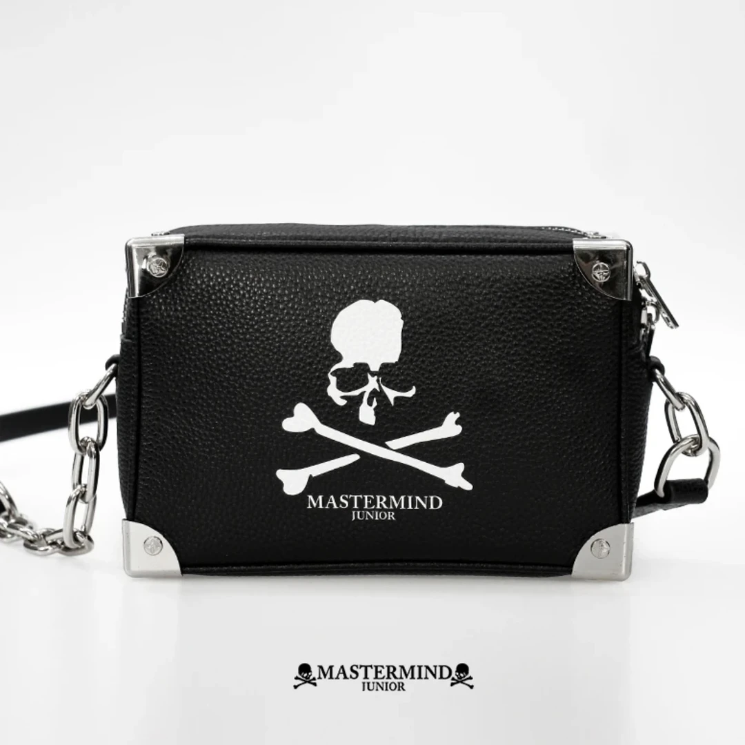 MMJ斜挎包暗黑潮牌头层牛皮荔枝纹链条个性包包