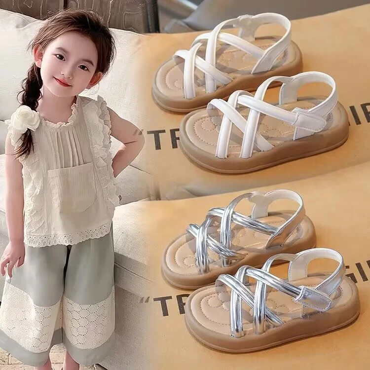 ABC女童休闲公主凉鞋2025新款夏季儿童凉鞋中大童时尚软底沙滩鞋