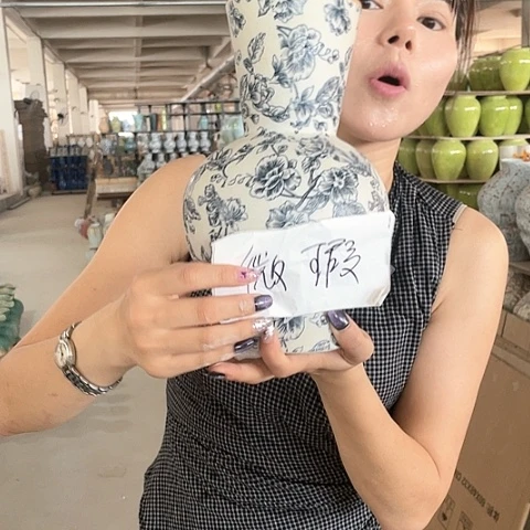 景德镇陶瓷花瓶青花天球