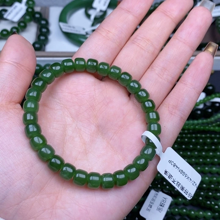 未镶嵌手串和田玉（碧玉）7m无黑直切老型珠