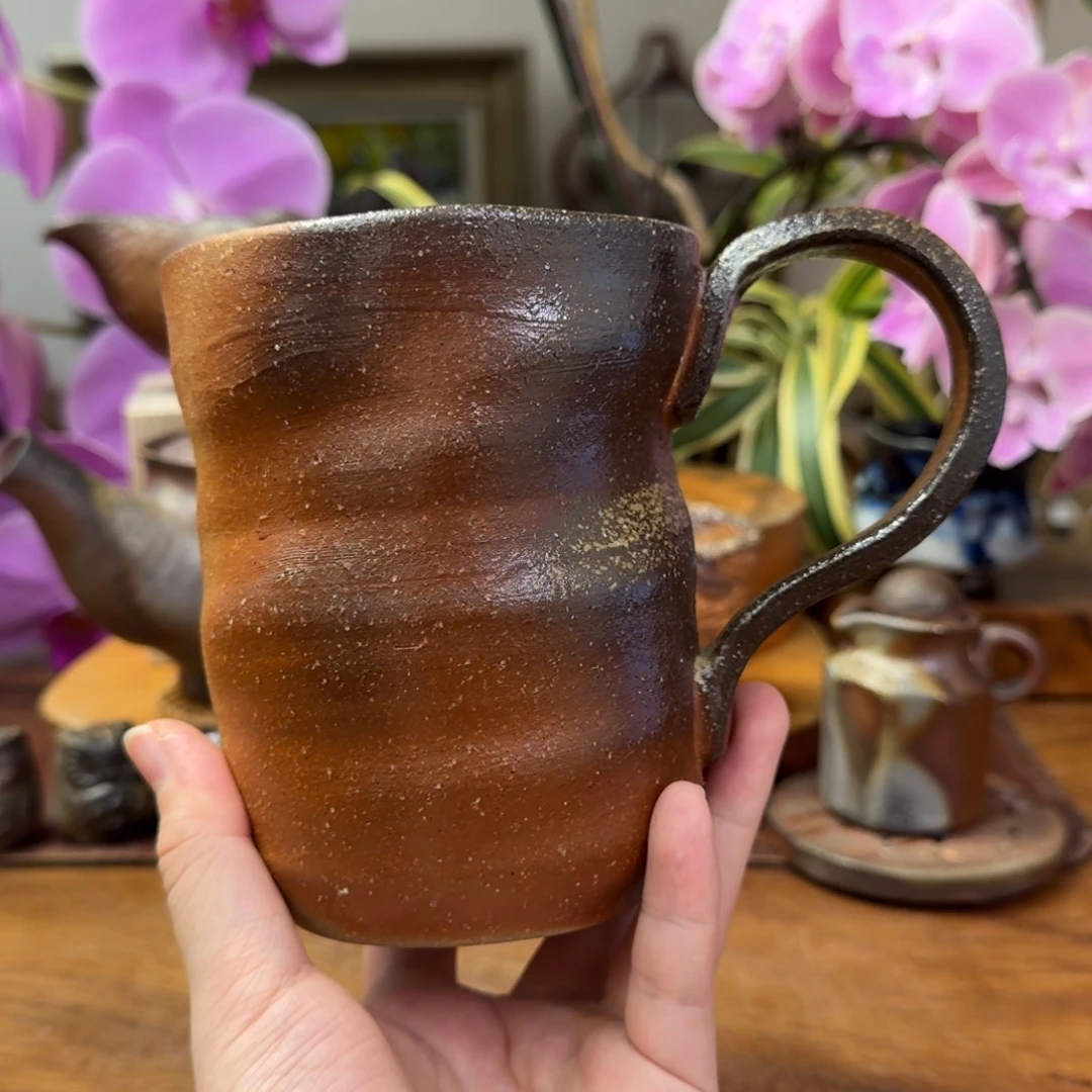 红***豆松岛健治备前烧马克杯福利一口价