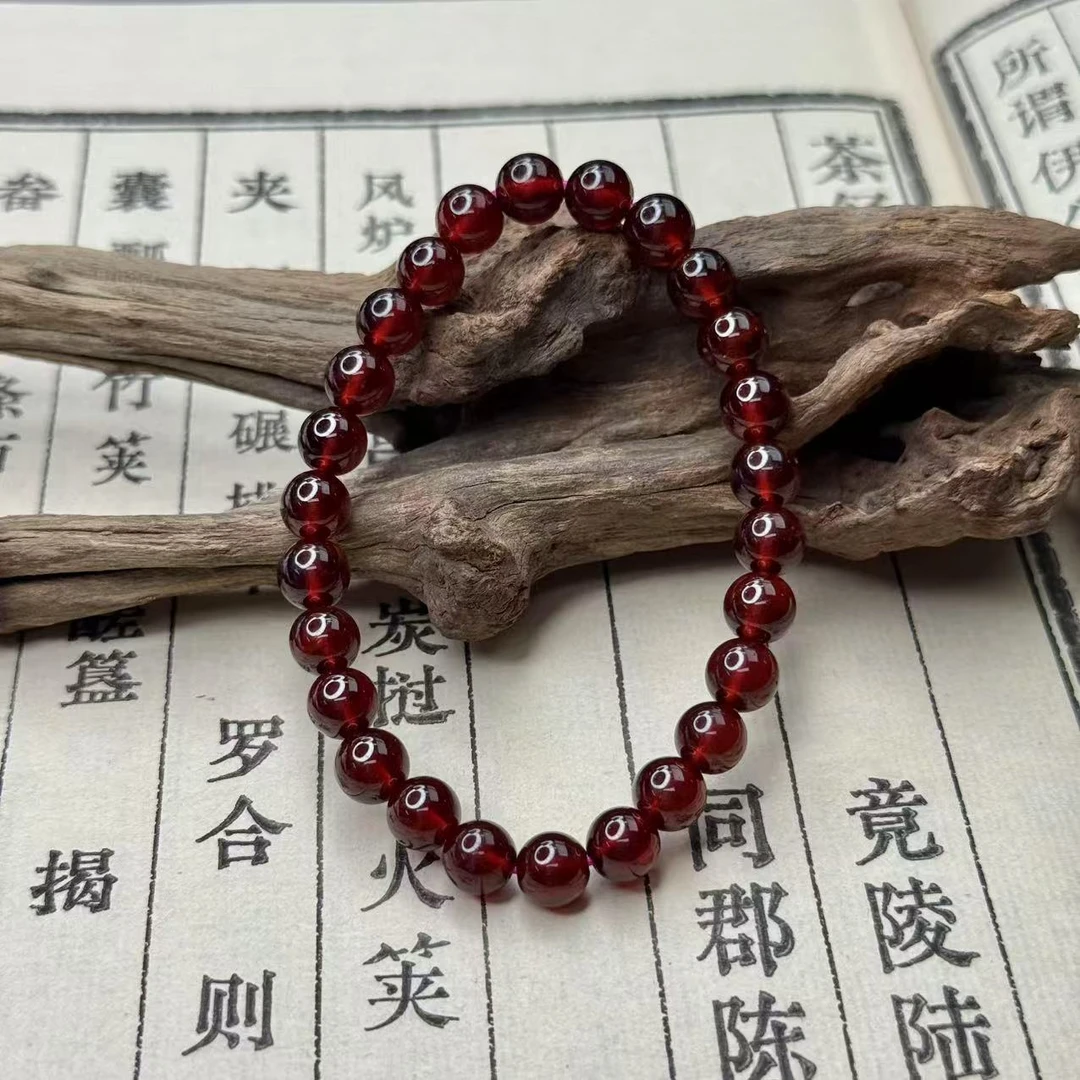 【真石】橙红石榴石手串约7mm FGA084HD011