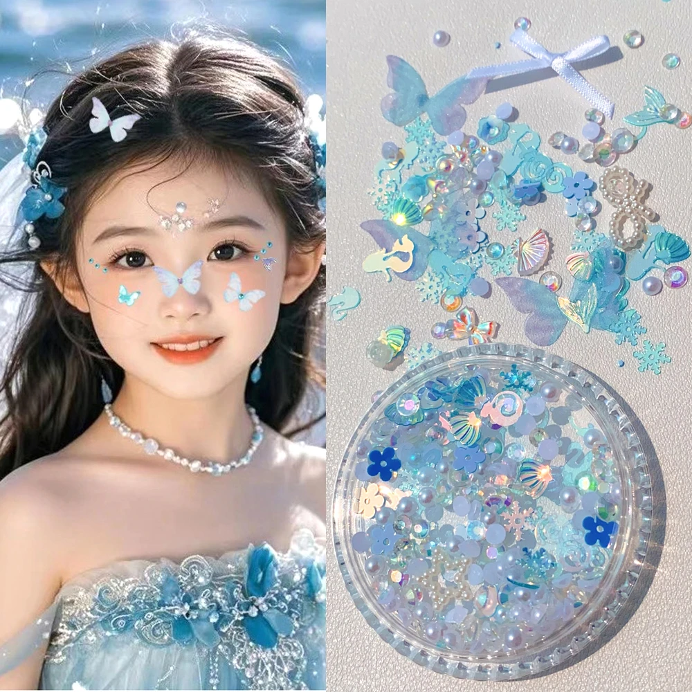 六一节日演出脸妆蝴蝶钻贴极光蝴蝶幼儿园舞台妆容装饰脸部贴超闪