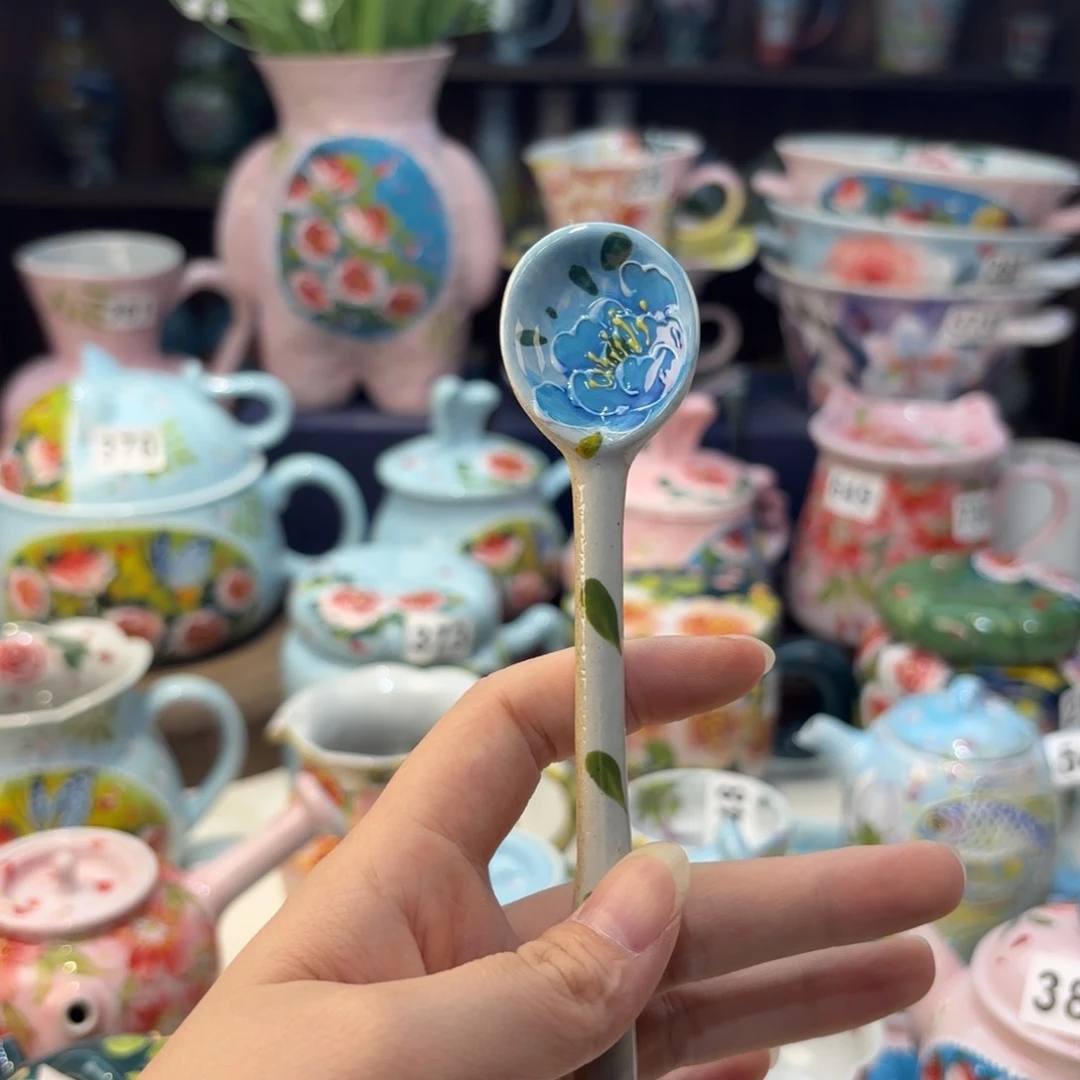 瓷片景德镇手绘高温釉下彩陶瓷茶具