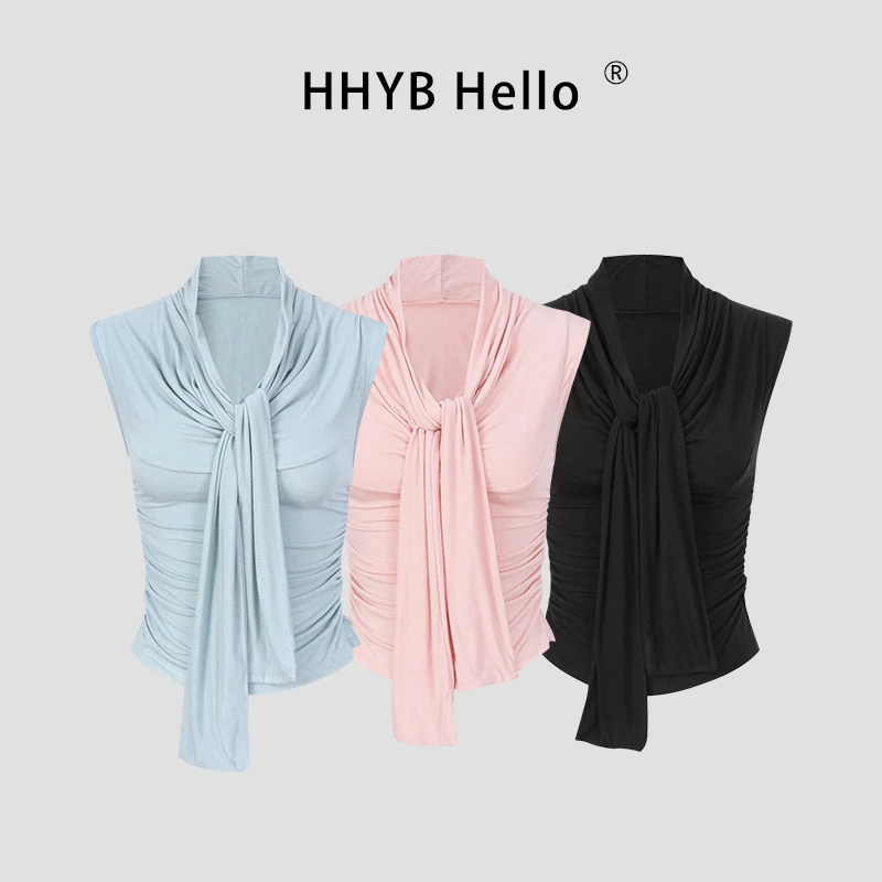 HHYB Hello绑带系带背心女2025夏季新款百搭简约显瘦上衣253090