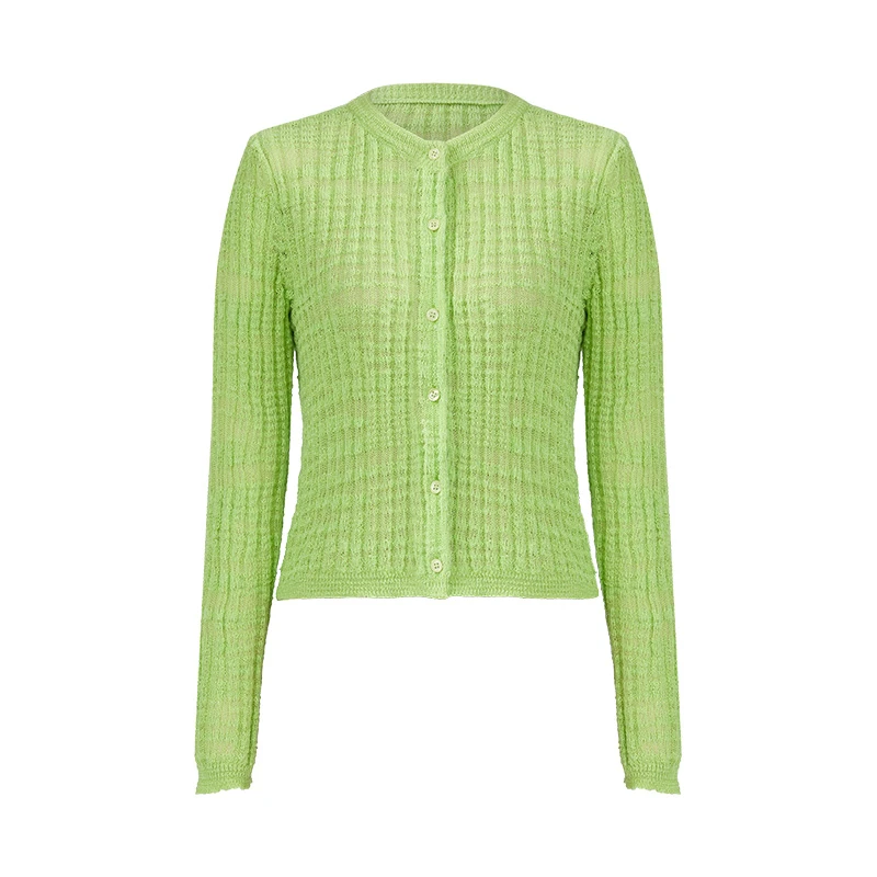 Iammix27绿色修身针织开衫M5A5311