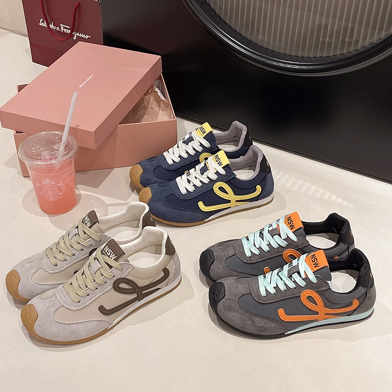 【现货】拼色百搭网红爆款德训鞋女2025夏秋新款内增高百搭运动潮鞋