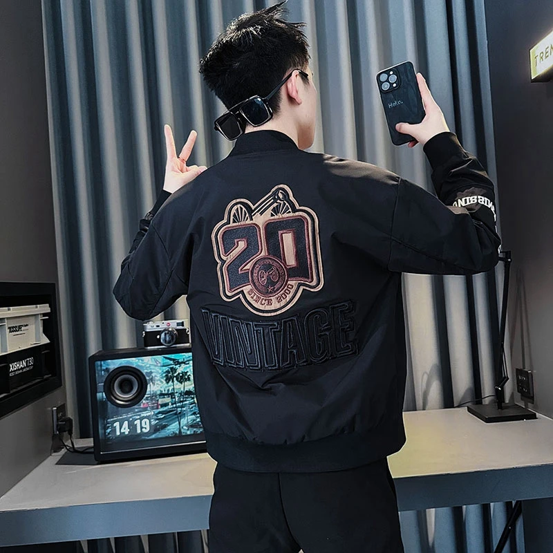 男士夹克外套爆款2025新款春秋网红棒球领褂子男装潮牌休闲上衣服