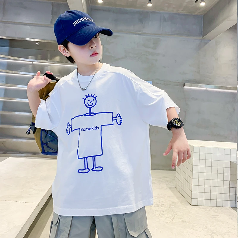 儿童装男童夏装纯棉短袖T恤2025新款夏季中大童洋气夏款男孩半袖t