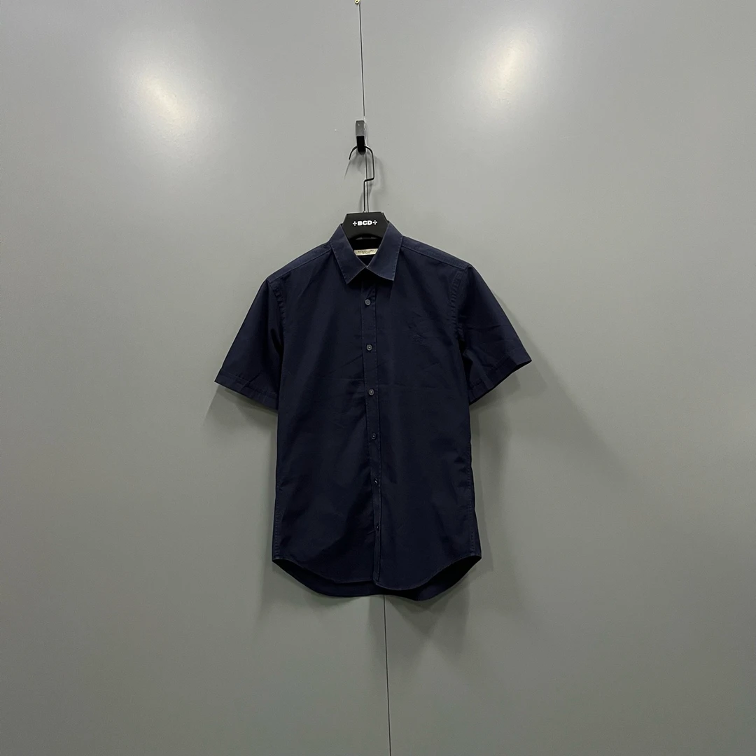 95新 BURBERRY/博柏利 bc822 藏青色短袖衬衫 S 608327
