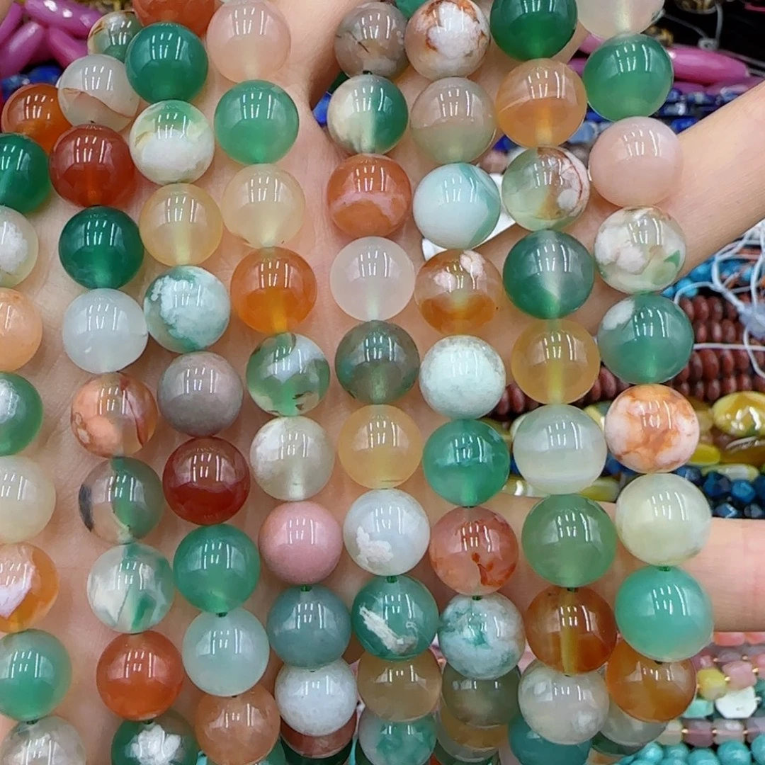 玛瑙/玉髓未镶嵌珠宝半成品樱花玛瑙一条卡十