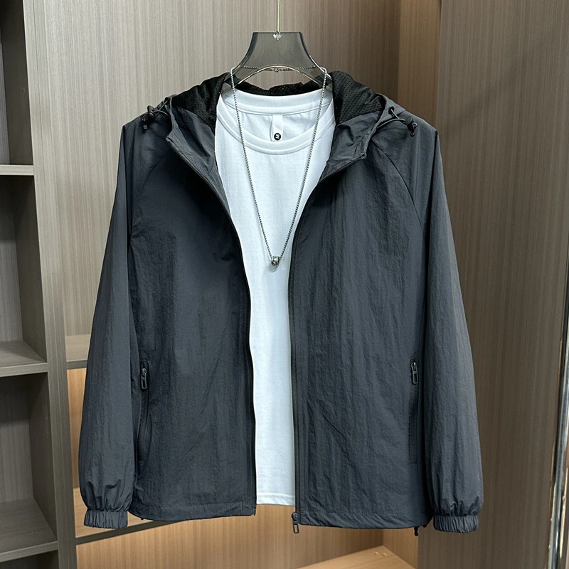 2025新款春秋季连帽夹克男士休闲春季冲风衣夹克潮流上衣服男外套