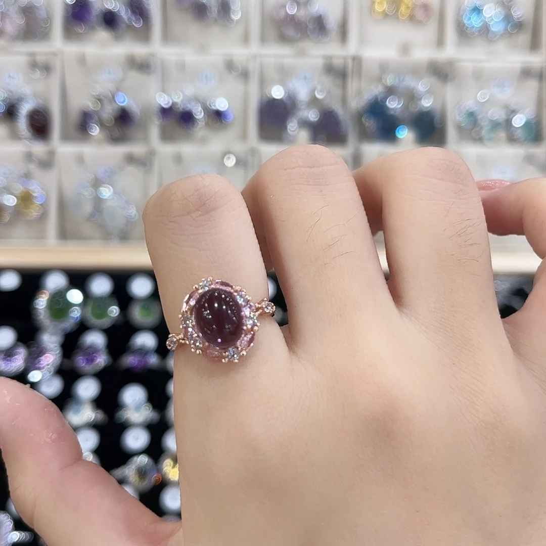 青***r紫晶戒指银S925镶嵌