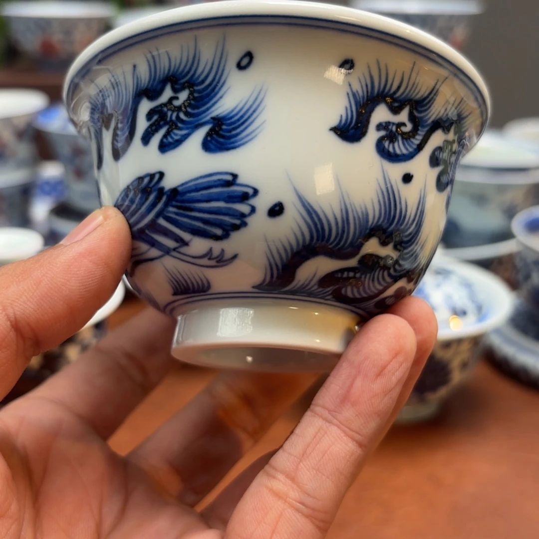 陶摆件手绘海浪压手杯景德镇发货