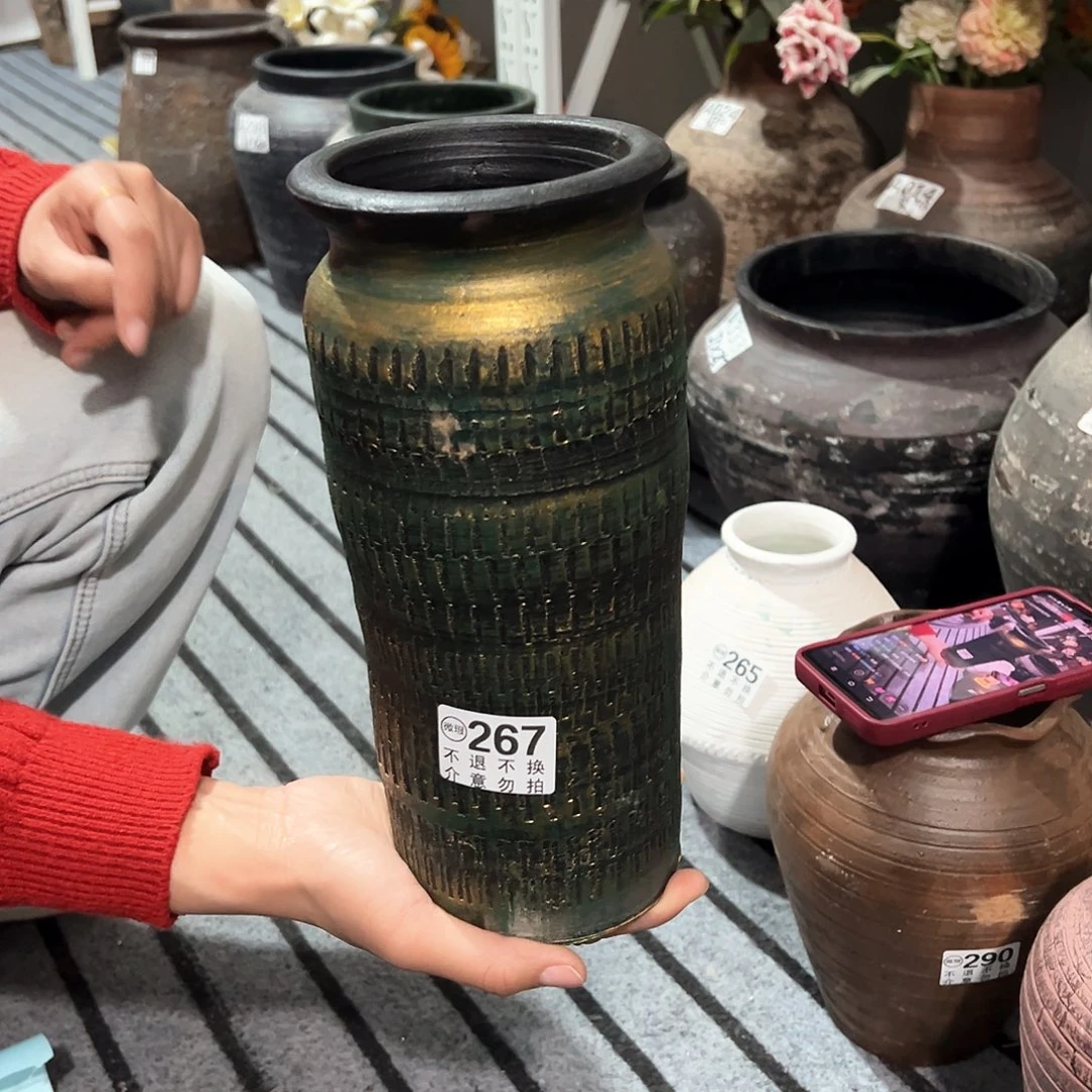 红陶瑕疵绿色瓶窑裂267