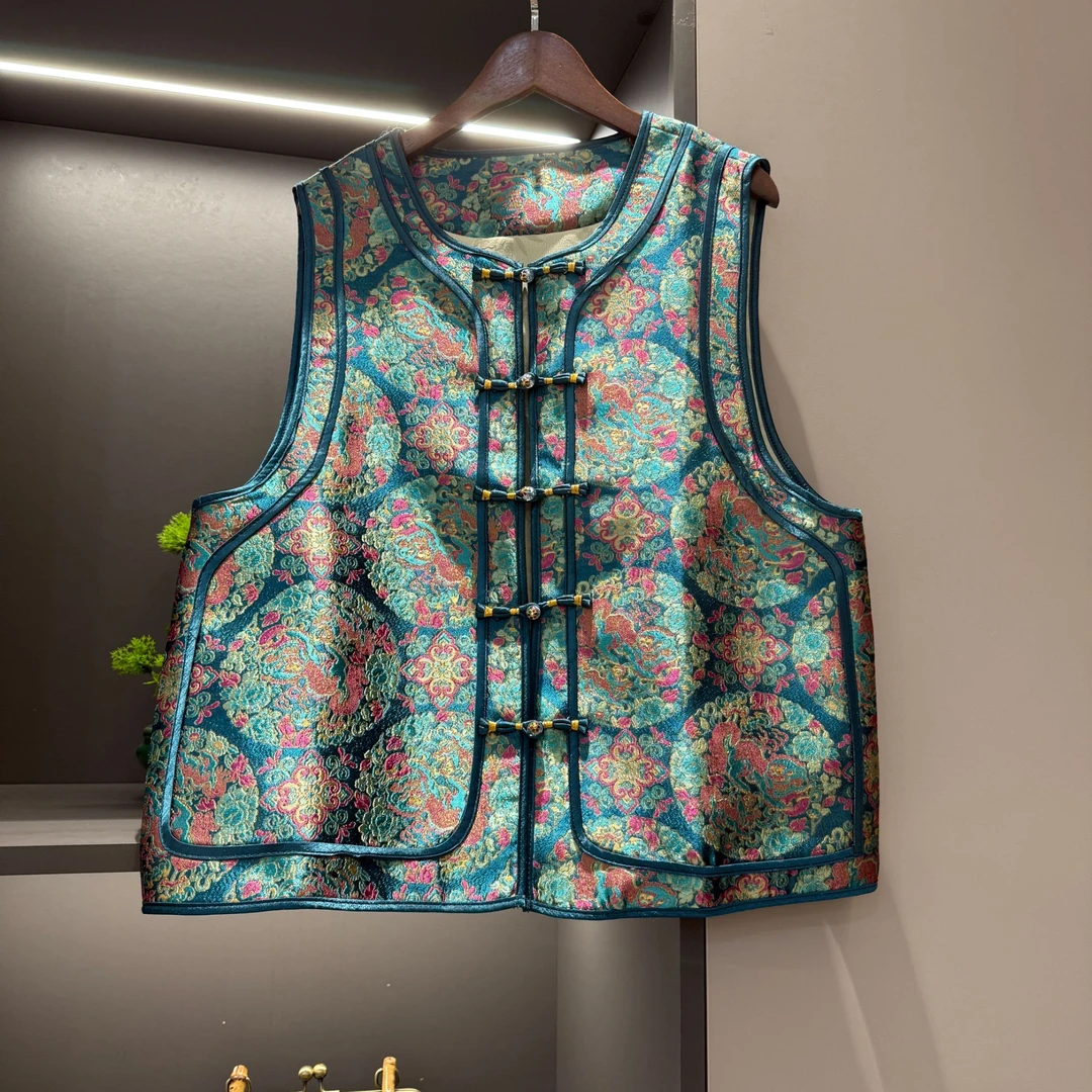 中式马夹复古盘扣传统改良女装气质宽松马甲7376