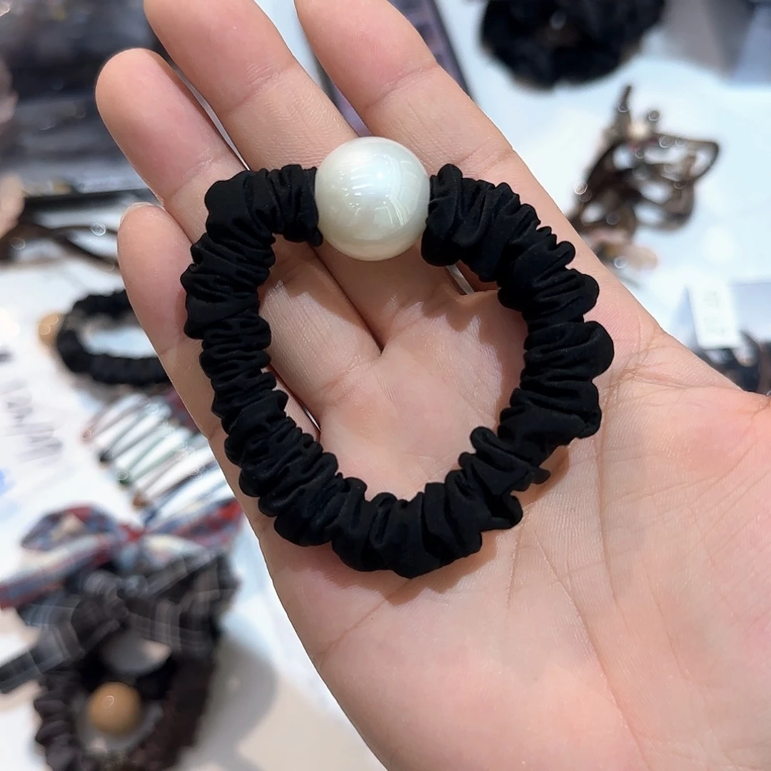 无非金属10根黑色超柔珠珠发圈