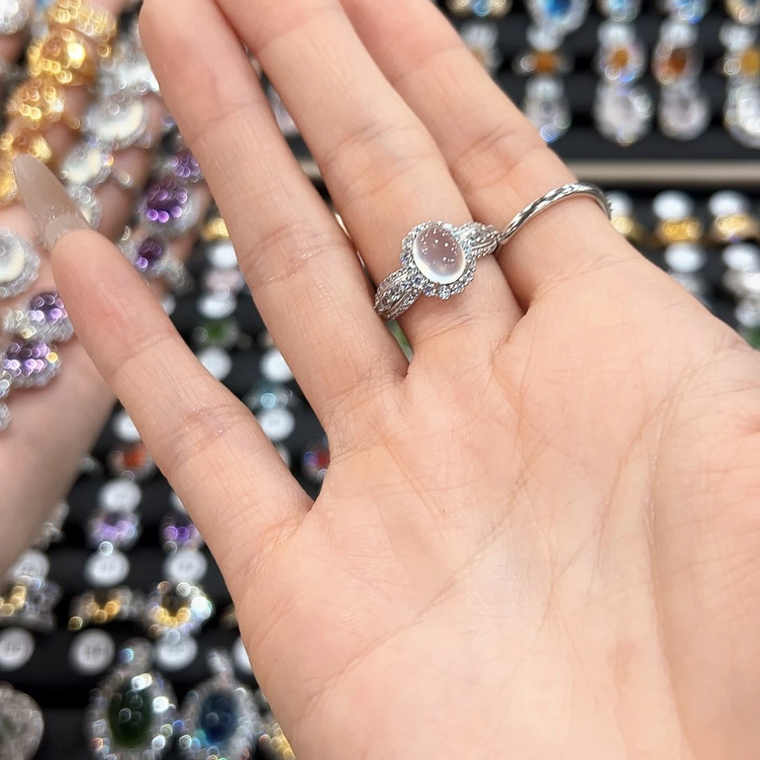 水晶金色拖不保色介意慎拍银托不掉色银S925镶嵌莓*恼