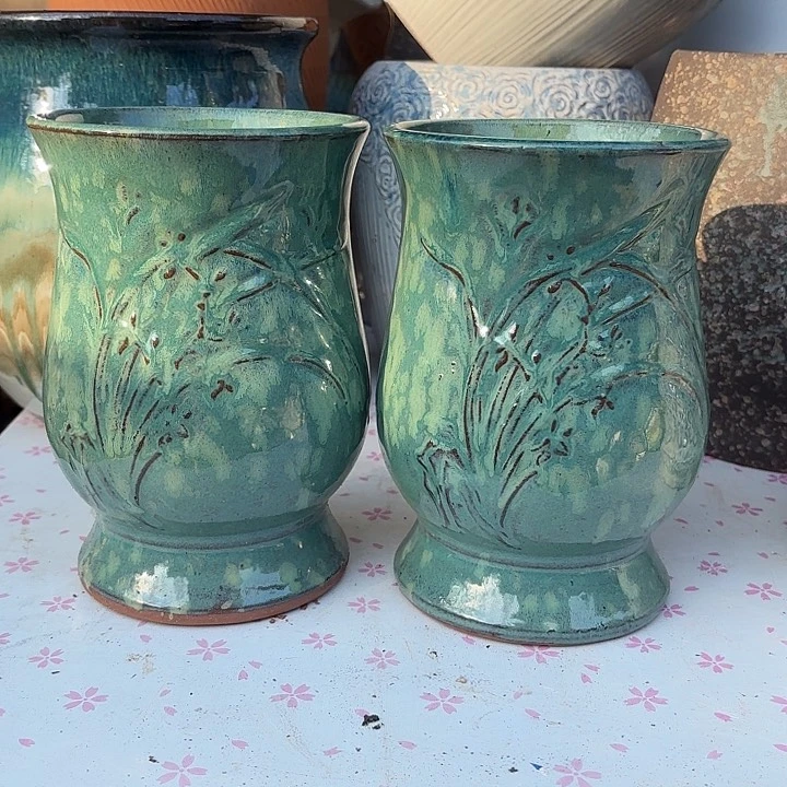 红陶两个口径14高度20绿