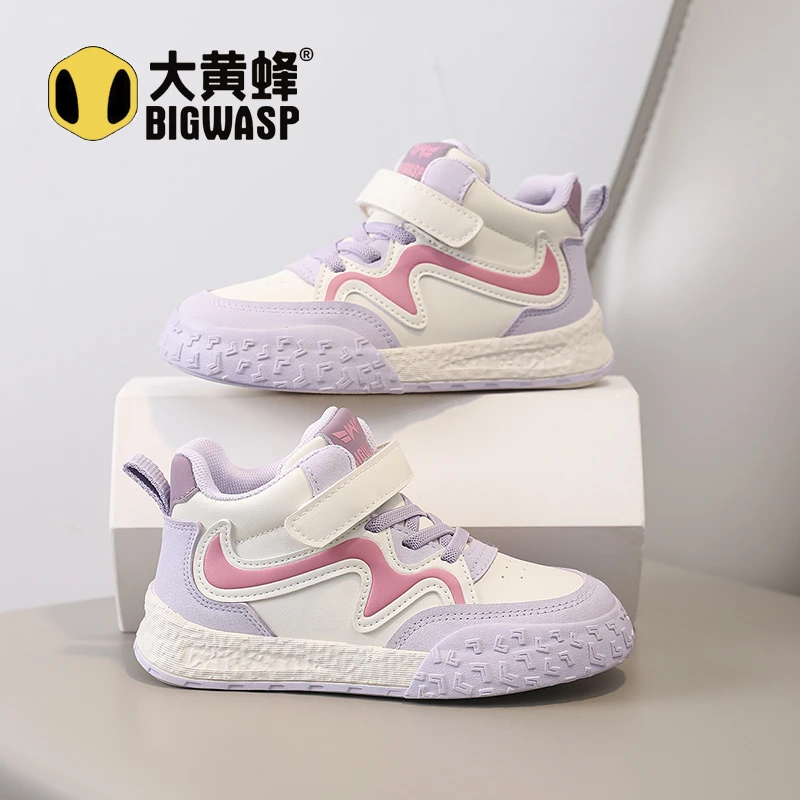 大黄蜂2025秋季新款儿童休闲板鞋女童高帮儿童鞋子防滑软面运动鞋