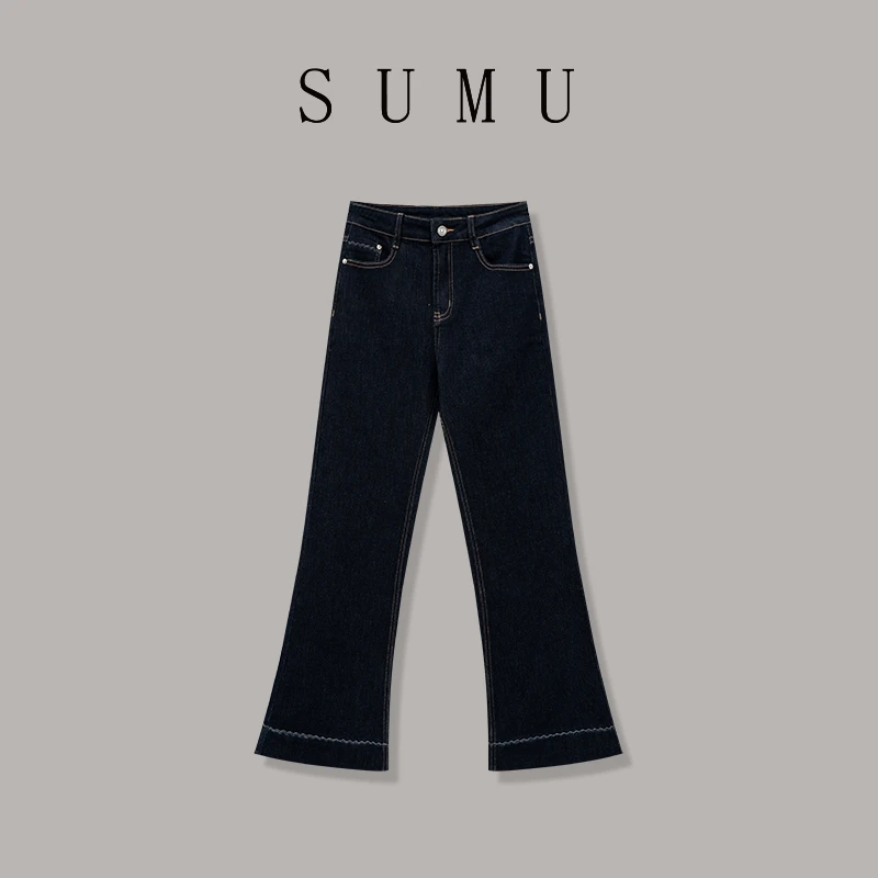 宿慕SUMU女款微喇休闲牛仔裤3-6春季2025新款时尚牛仔裤女M0008S