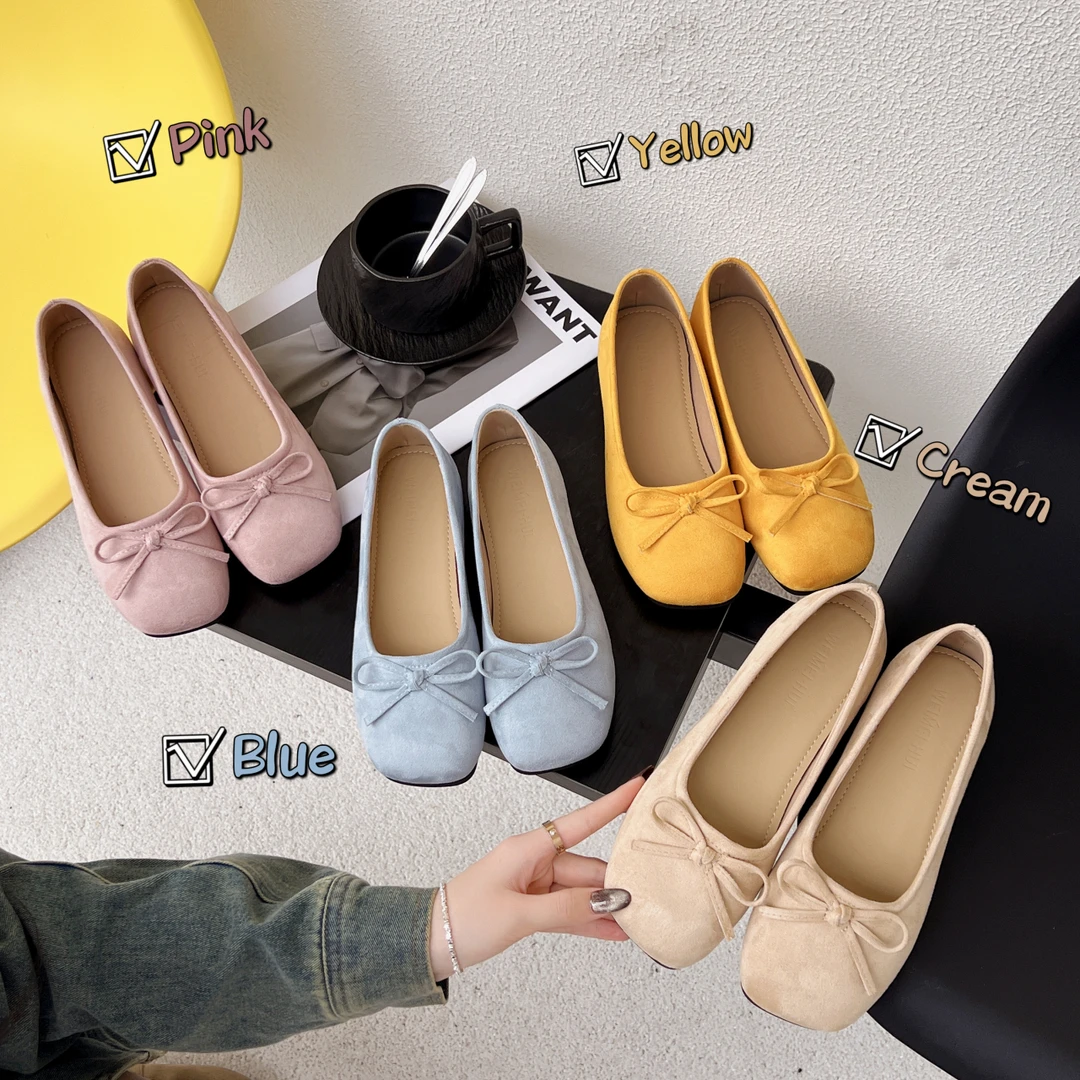 软底软面平底2公分蝴蝶结浅口小单鞋2025春季新款时尚韩版一脚蹬