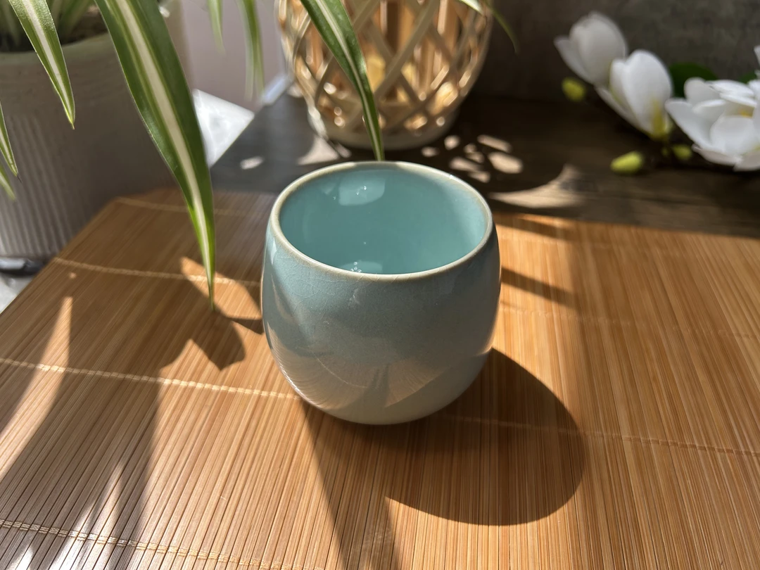 天青龙蛋杯大容量汝瓷喝茶主人杯赵琳