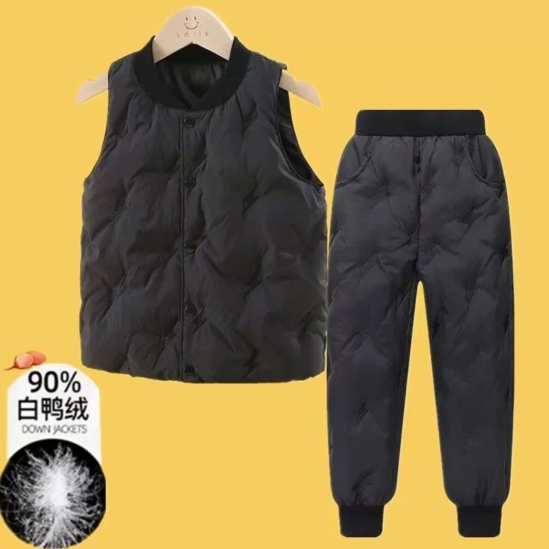 巴拉可儿儿童羽绒马甲套装新款冬季外穿背心男女童轻薄保暖羽绒