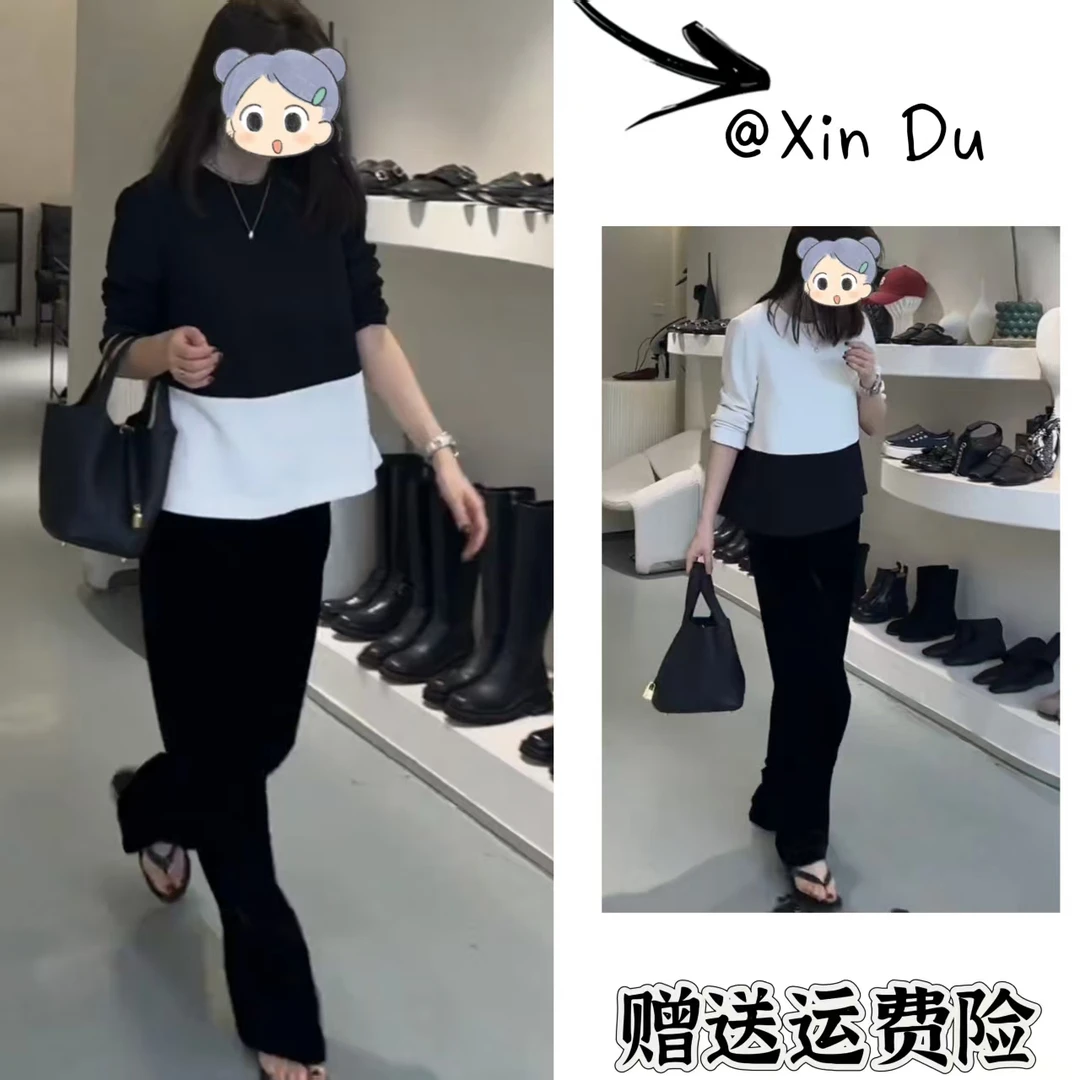 2025秋季新款时尚显瘦气质女士网红洋气两件套百搭款D22523