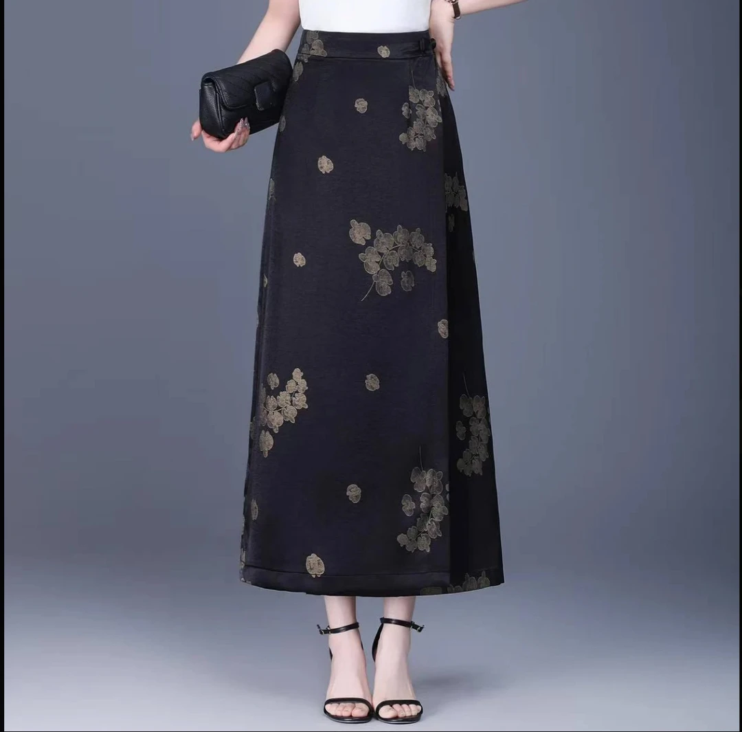 一片式气质半身裙2025年女春夏季新款中长裙直筒开叉包臀裙