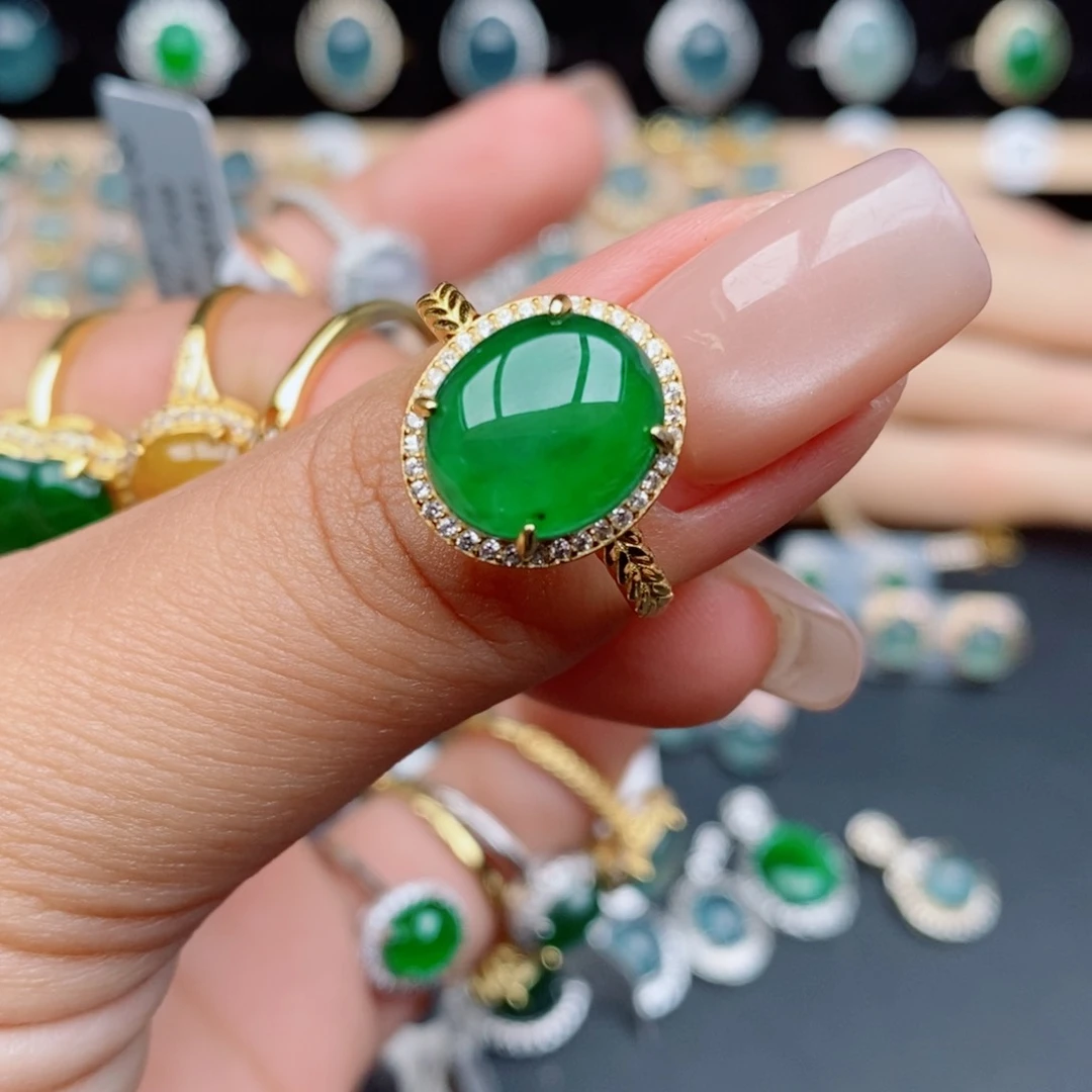 银S925镶嵌戒指翡翠