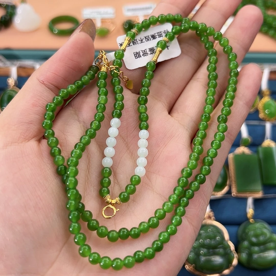 和田玉（碧玉）未镶嵌吊坠(不含链)万能链4mm